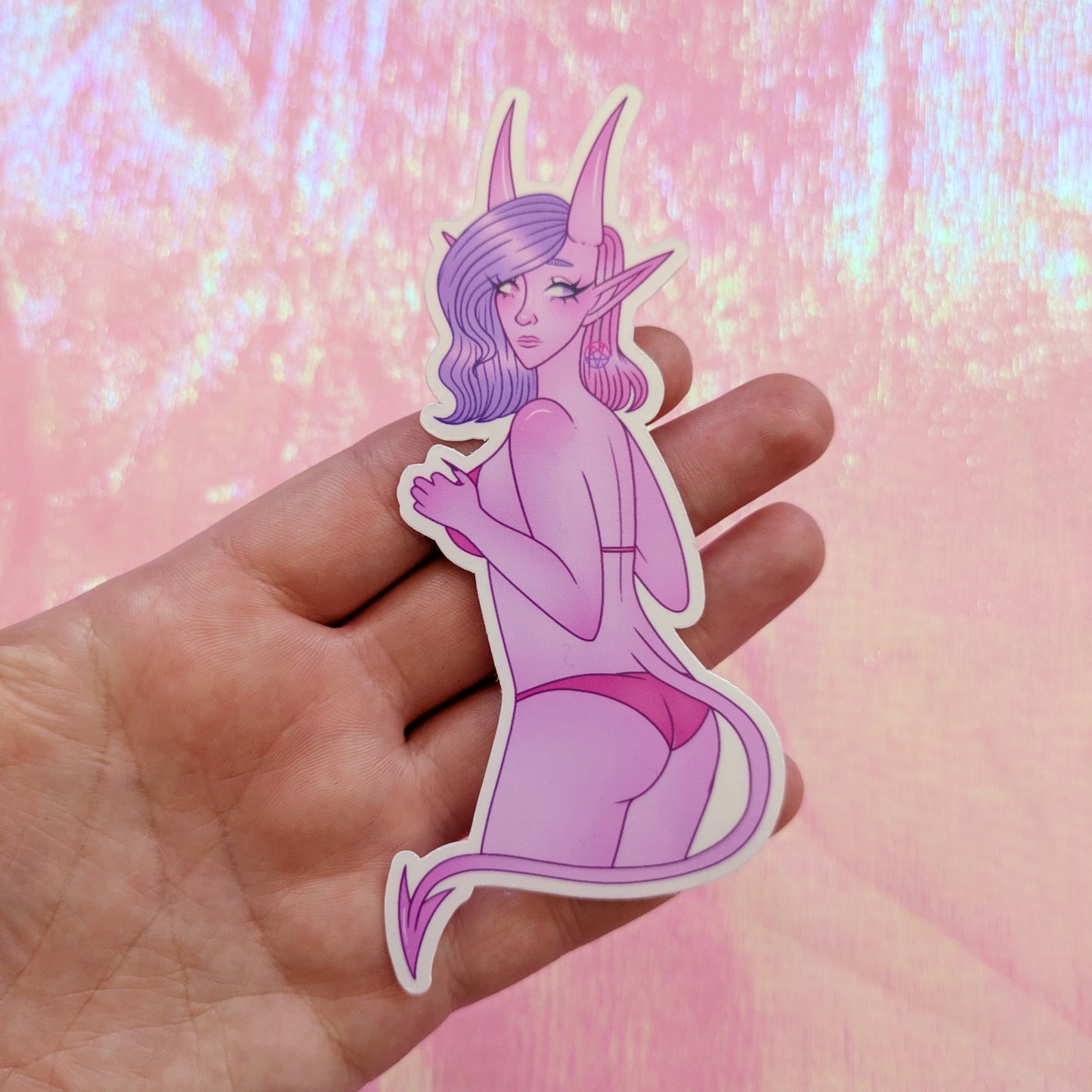 Pink Demon Girl Sticker