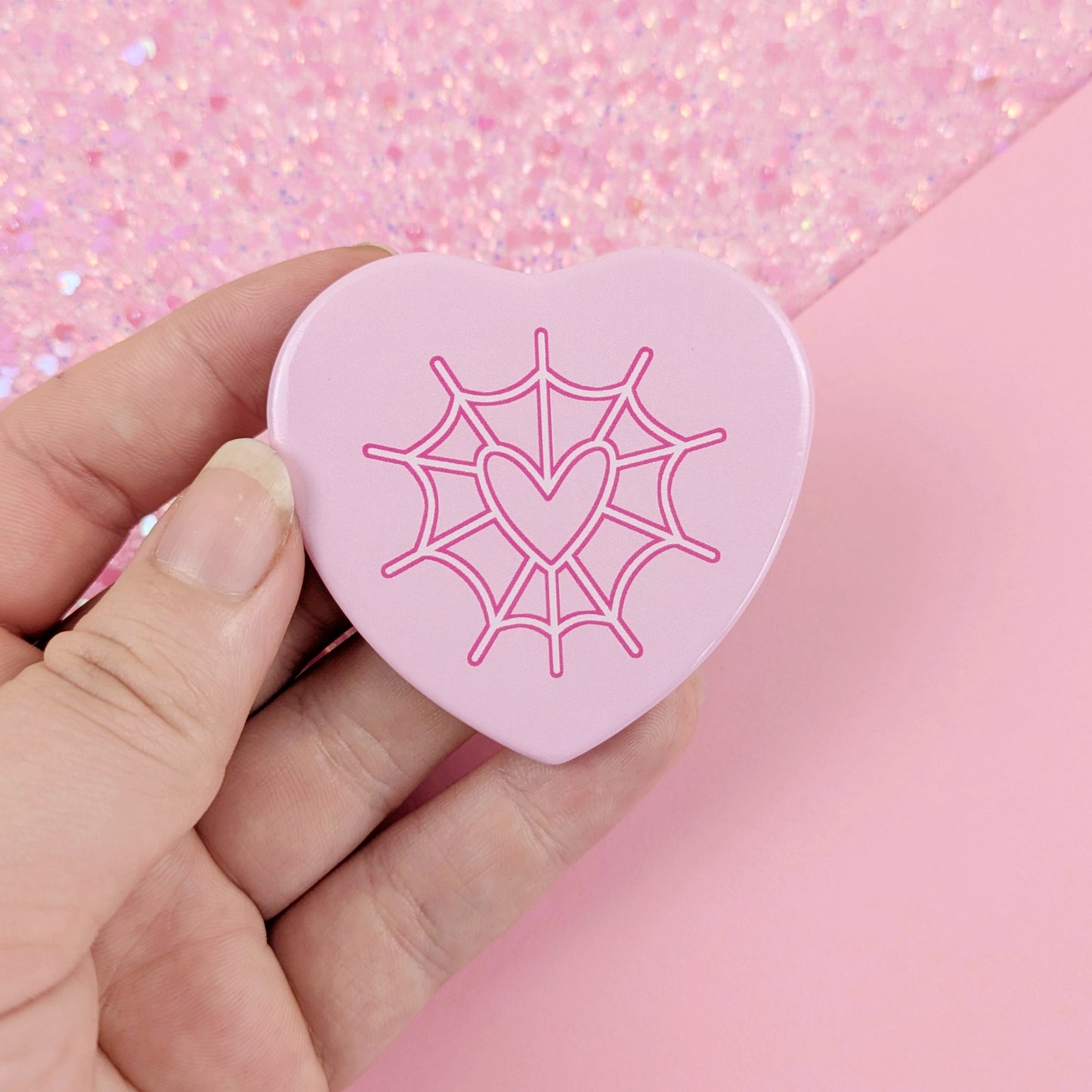 Angel Dust Heart Spiderweb Button Badge