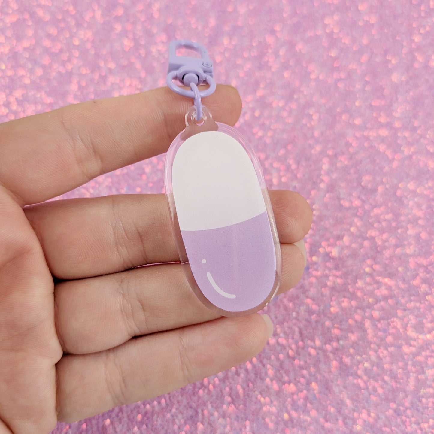 Purple Pill Acrylic Keychain