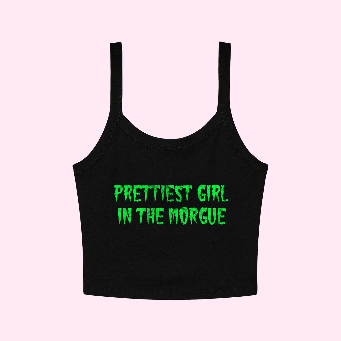 Prettiest Girl In The Morgue Cropped Tank Top