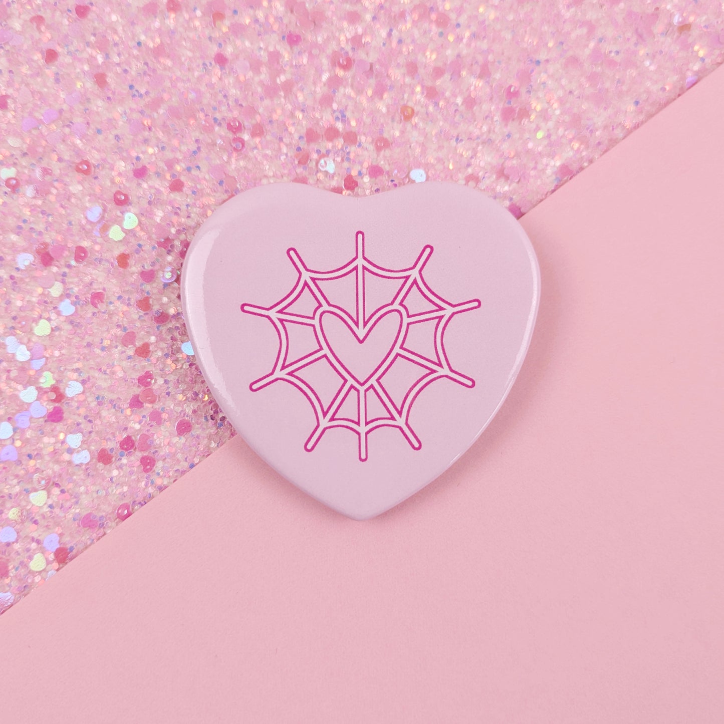 Angel Dust Heart Spiderweb Button Badge