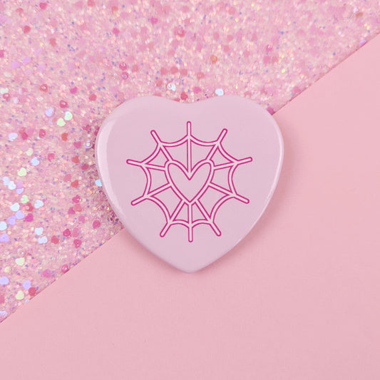 Angel Dust Heart Spiderweb Button Badge