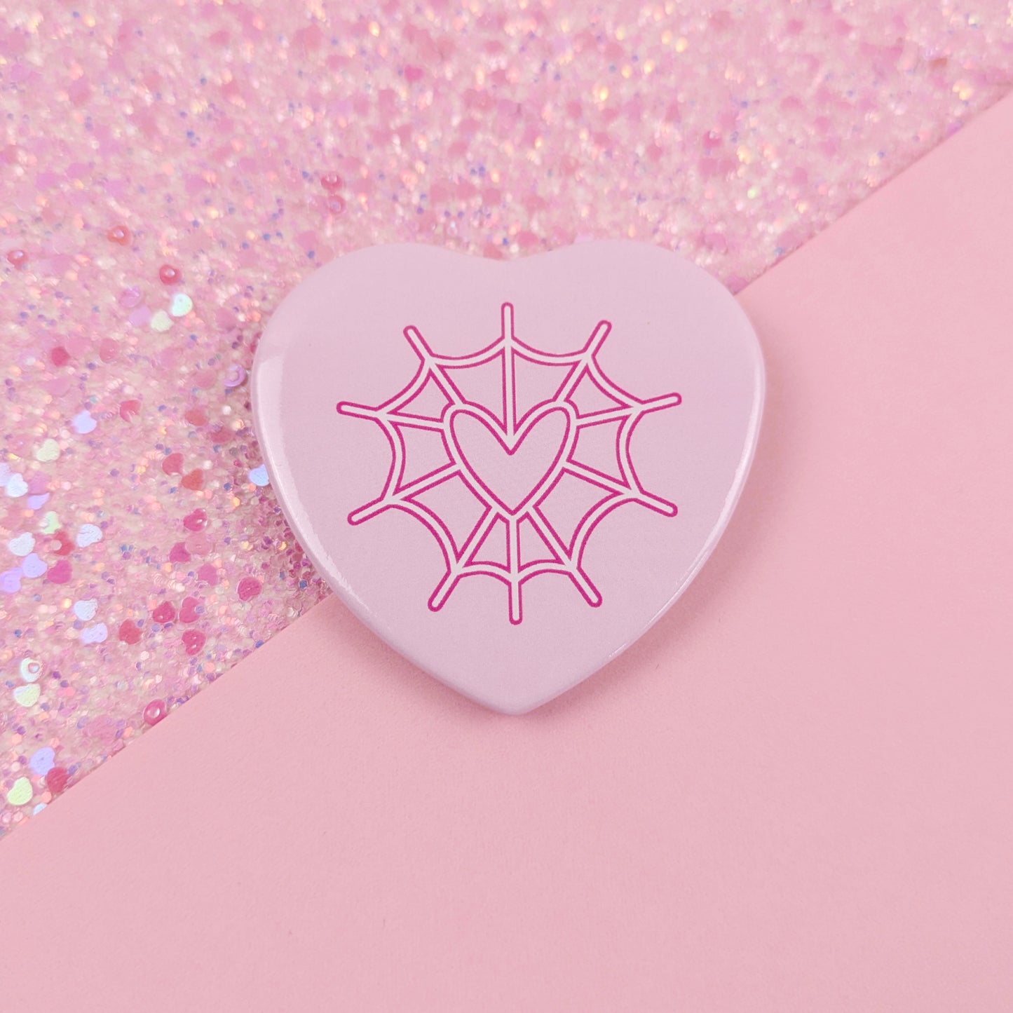 Angel Dust Heart Spiderweb Button Badge