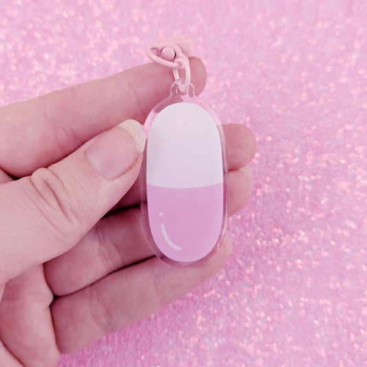 Pink Pill Acrylic Keychain