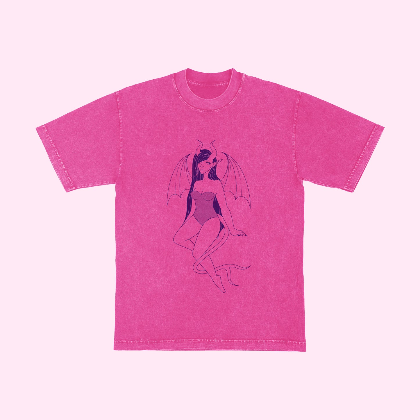 Succubus Hot Pink Acid Wash T-Shirt (Sizes S-3XL)