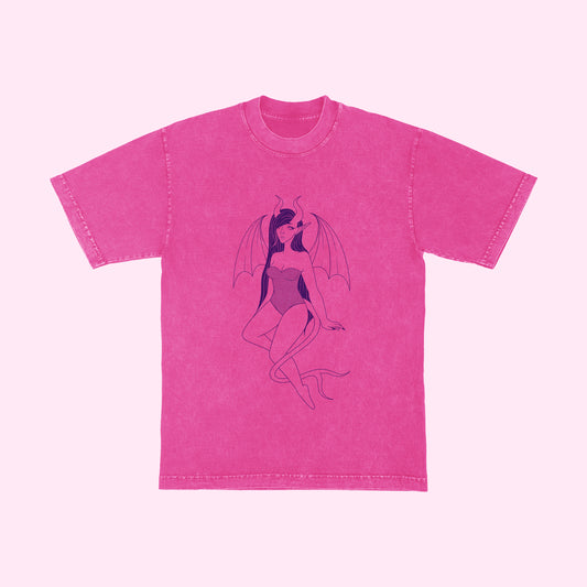 Succubus Hot Pink Acid Wash T-Shirt (Sizes S-3XL)