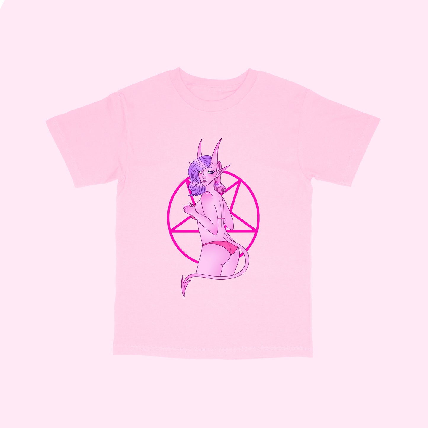 Pink Demon Girl T-Shirt (Sizes S-5XL)